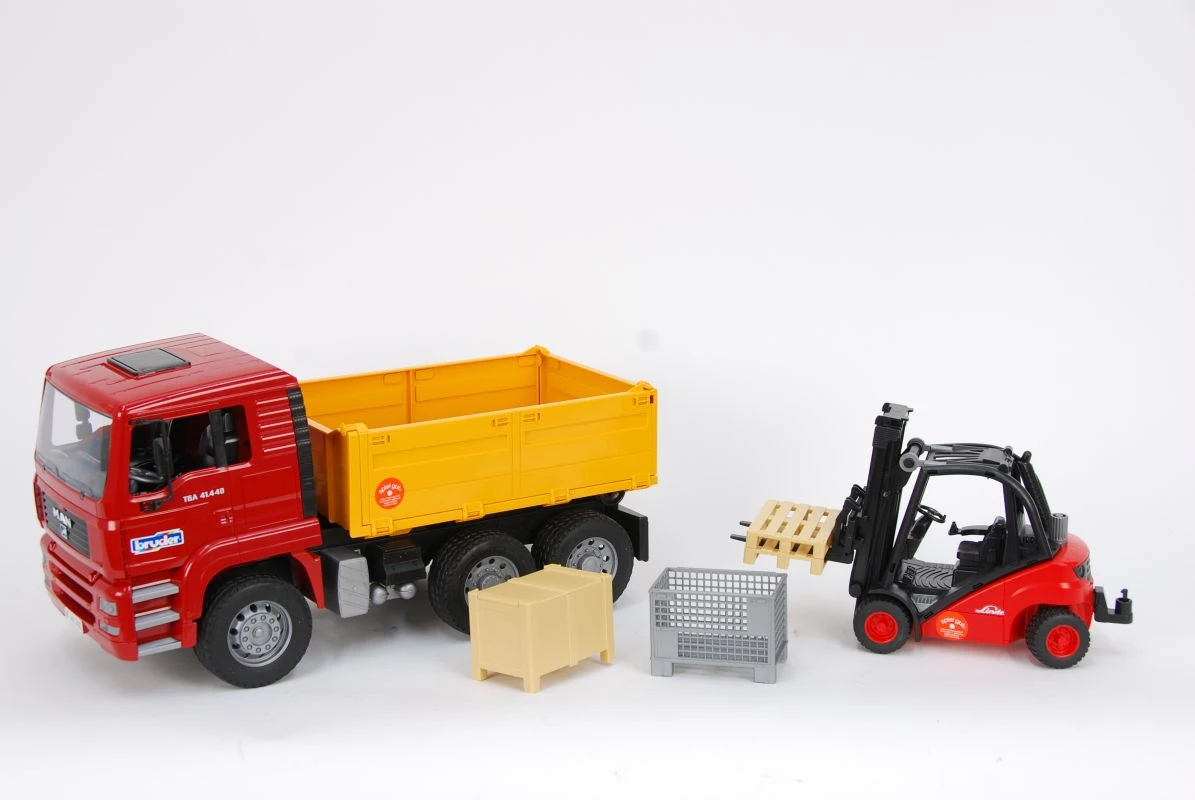 BRUDER 01795 - MAN TGA Kipp-LKW Mit Linde Gabelstapler 3 BRUDER 01795 - MAN TGA Kipp-LKW Mit Linde Gabelstapler